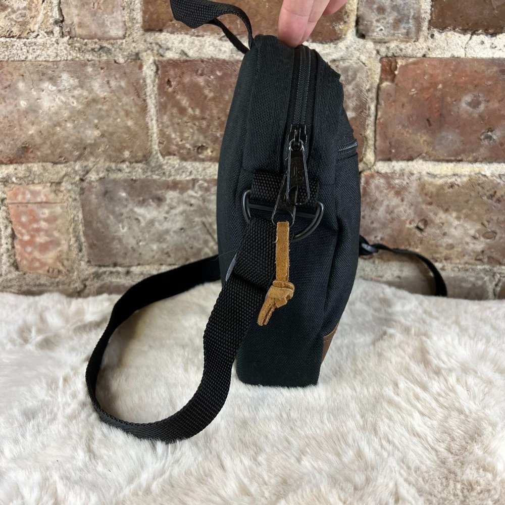 Vintage Jansport Crossbody Bag Black Leather Bottom One Size - Picture 3 of 10